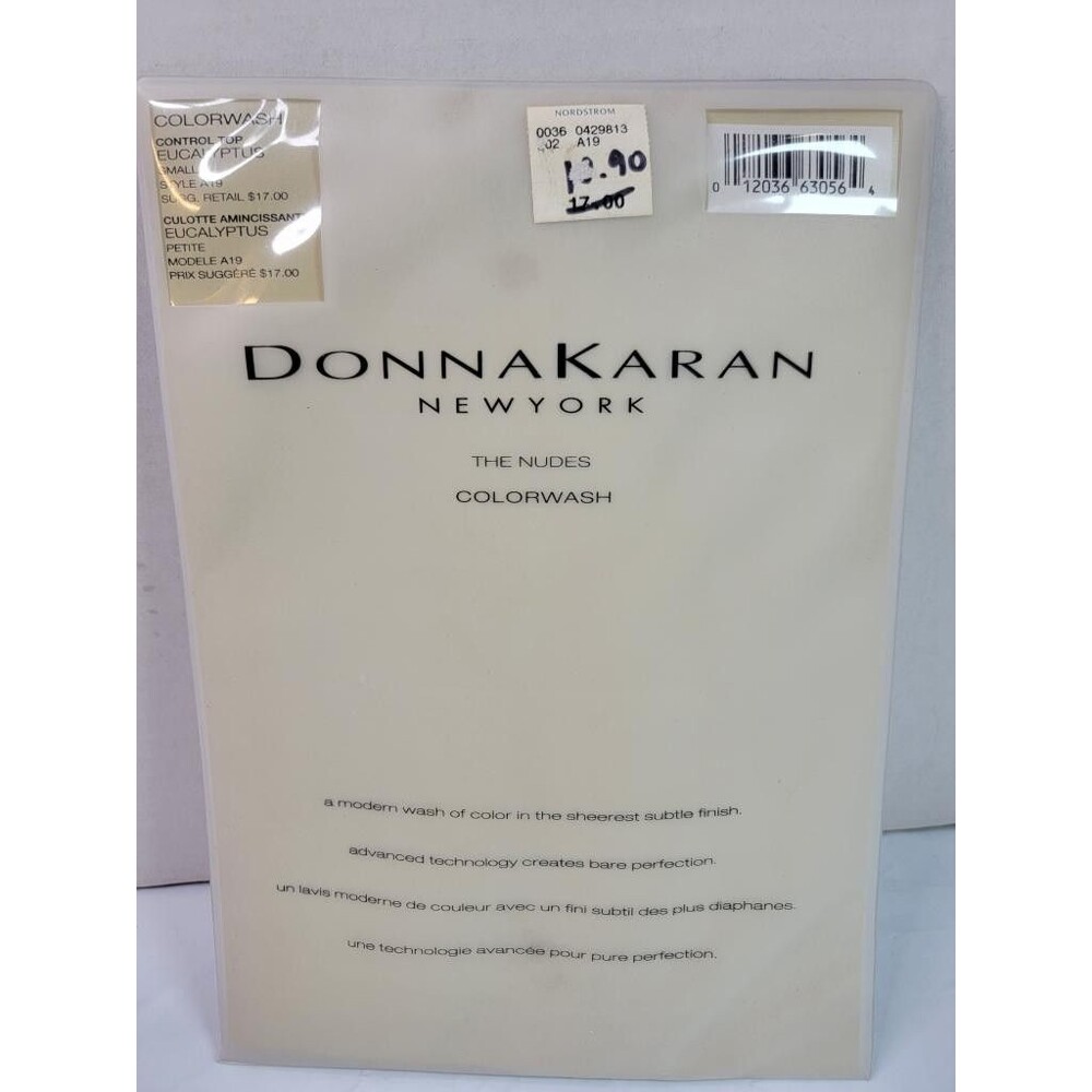Donna Karan The Nudes Colorwash Control Top Tights Small Eucalyptus Green A19